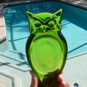 Owl Ashtray - Beautiful Vintage Viking Green Owl Ashtray or Trinket Dish - Heavy